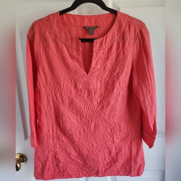 Tommy Bahama Linen Embroidered Beachy Tunic XS Orange - Picture 1 of 6